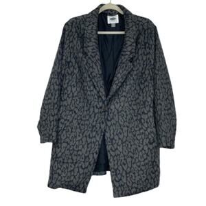 Old Navy blue gray leopard cheetah print long coat size 1X plus